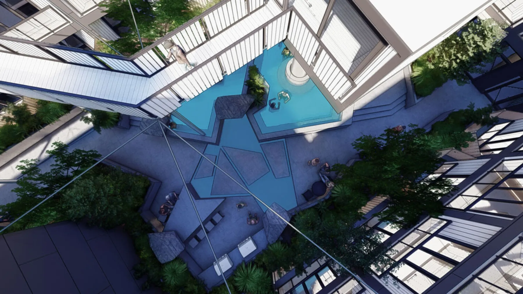 Kozo House, podium level amenity deck (concept rendering)