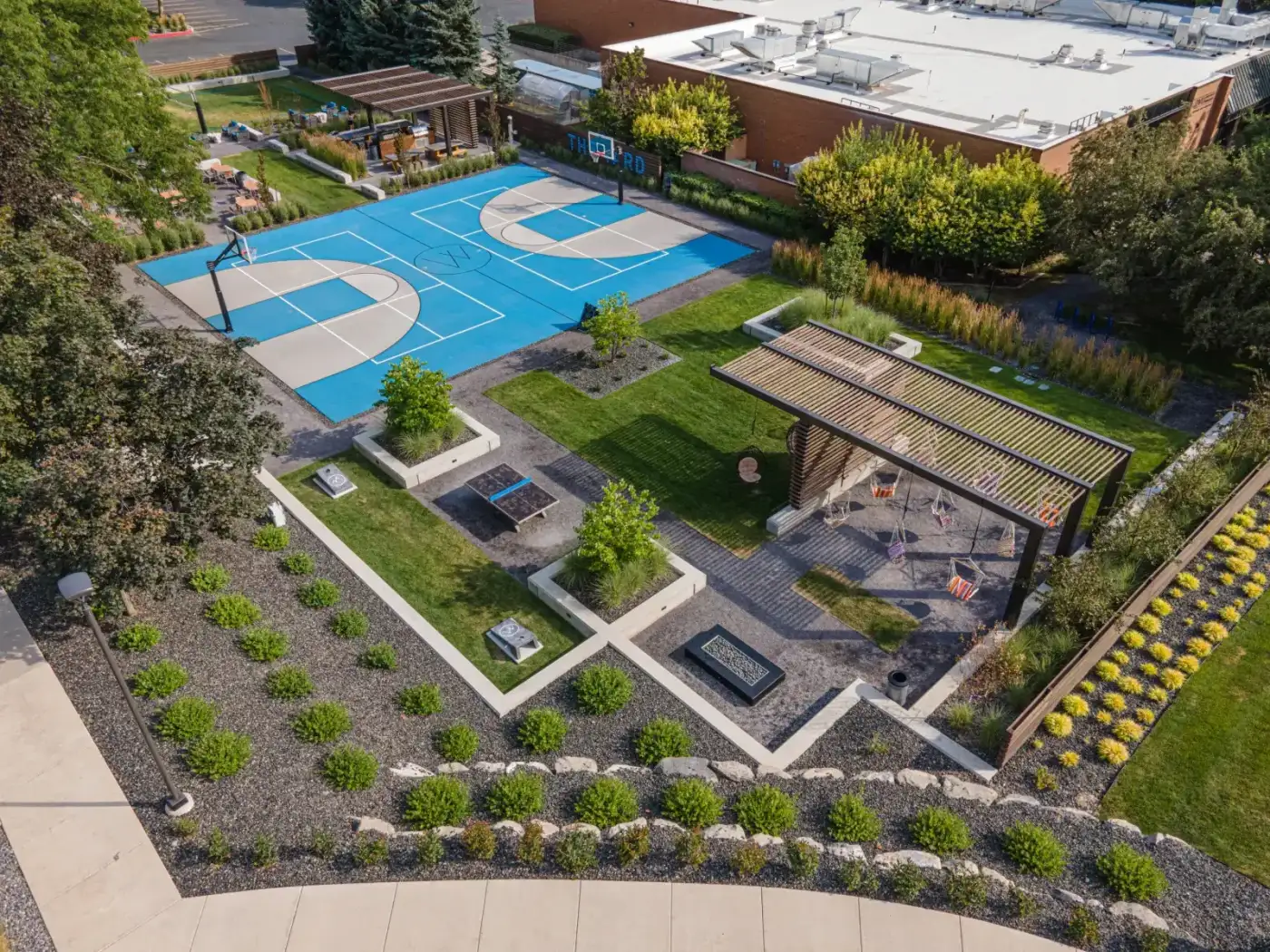STAND-IN BRANDON TO VET — The Yard closing aerial showing campus context