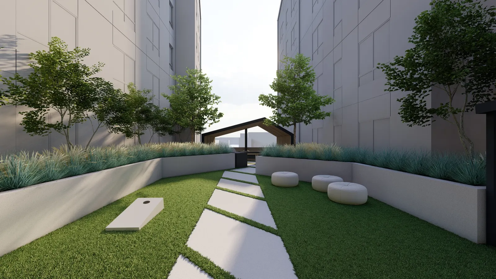 Silos, concept rendering of the rooftop and courtyard amenities